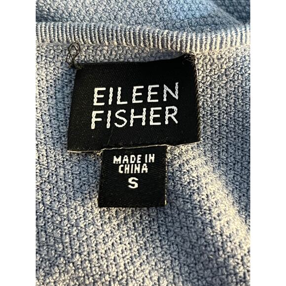Eileen Fisher Cardigan Sweater Small Blue Silk Blend Preppy Minimalist Office - Picture 6 of 6